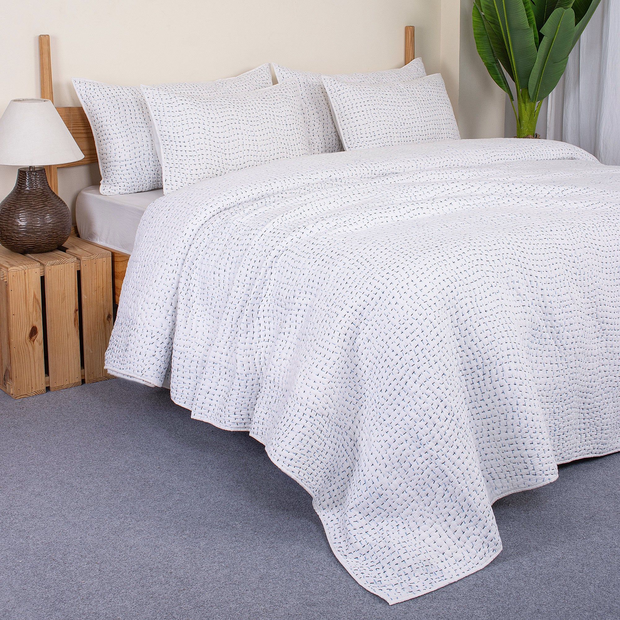 Handmade Pure Cotton Kantha Quilt Winter Blanket
